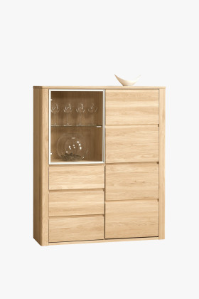 Dubová vitrína so sklom, Nice 45 dub bianco